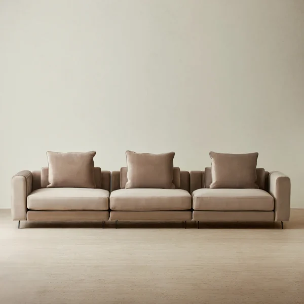 Jordan Beige Velvet 3 Pieces Modular Sofa-2